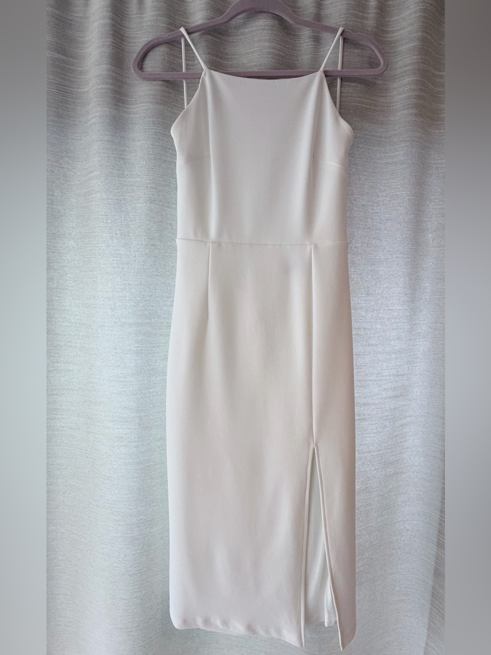 Lulu's Cream Midi Slip Dress with Side Slit